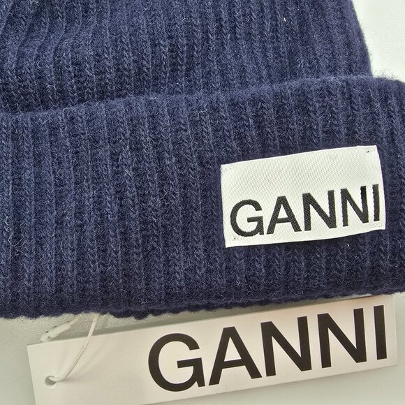 GANNI RECYCLED WOOL BEANIE SKY CAPTAIN - Picture 2 of 5